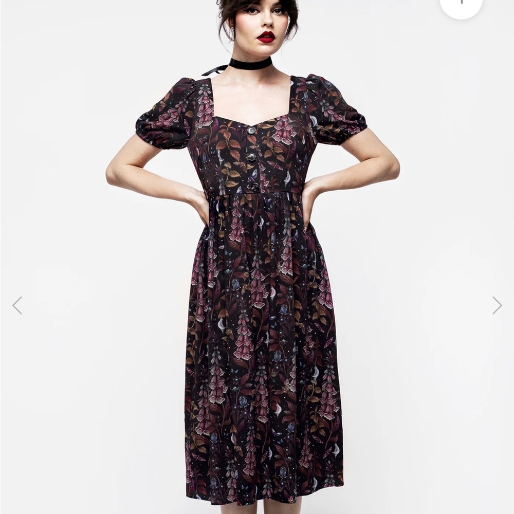 Foxglove button detail midi dress